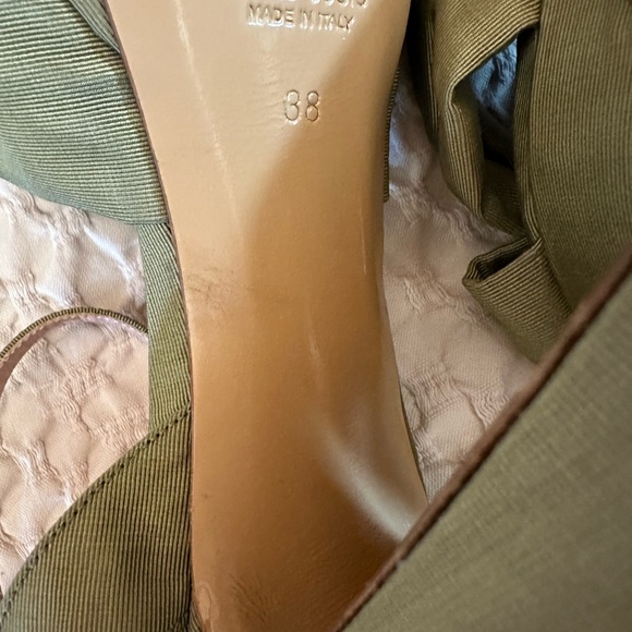 8 by YOOX brand Italy MOIRÉ PLATFORM SANDAL heels 38 olive golden green - Picture 12 of 14